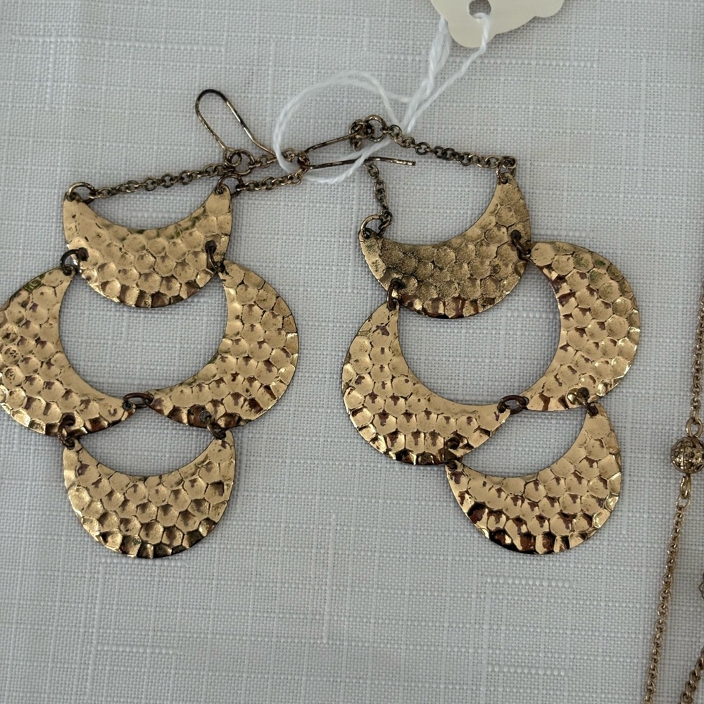 Gold Hammered Dangle Earrings
